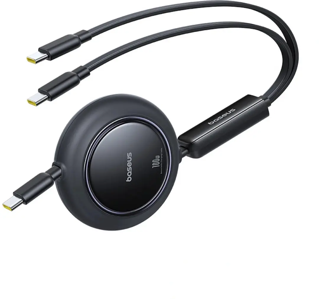 Baseus 3-In-1 Spiraalkabel Usb-C Naar 2Xusb-C 100W 1,2M Voor Snel Opladen