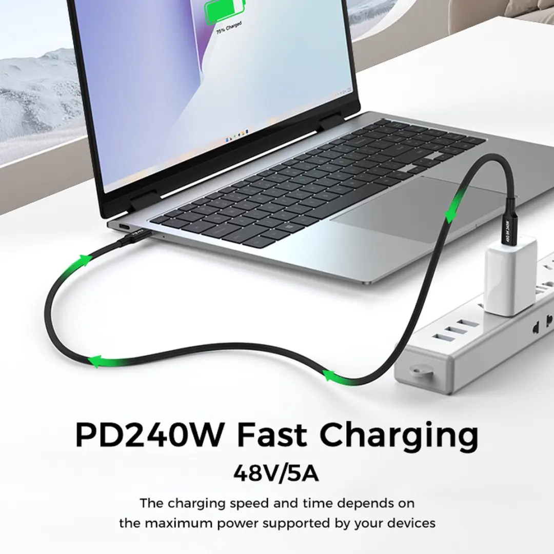 NÖRDIC USB4-4150 USB-C Kabel 240W 8K 60Hz - 1,5m - Zwart