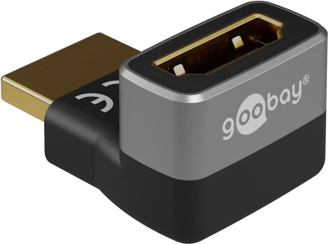 Goobay Plus HDMI Adapter Haaks 8K 60Hz HDR - Zwart/Zilver