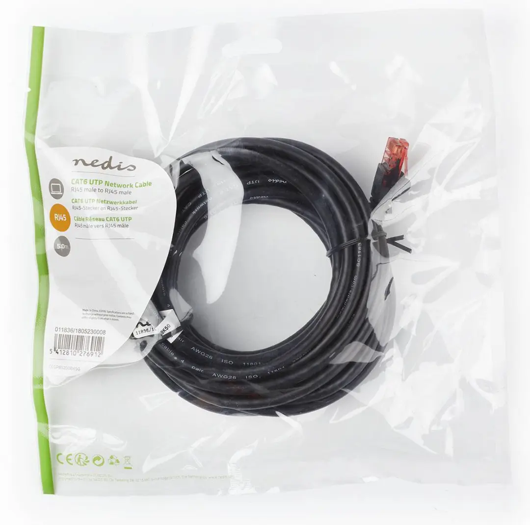 Nedis CAT6 Netwerkkabel RJ45 5m - Zwart