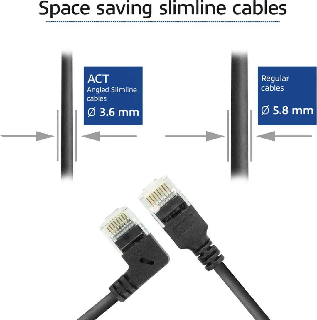 ACT DC1930 Patchkabel CAT6A U/UTP 0,15m - Zwart - 90° Links