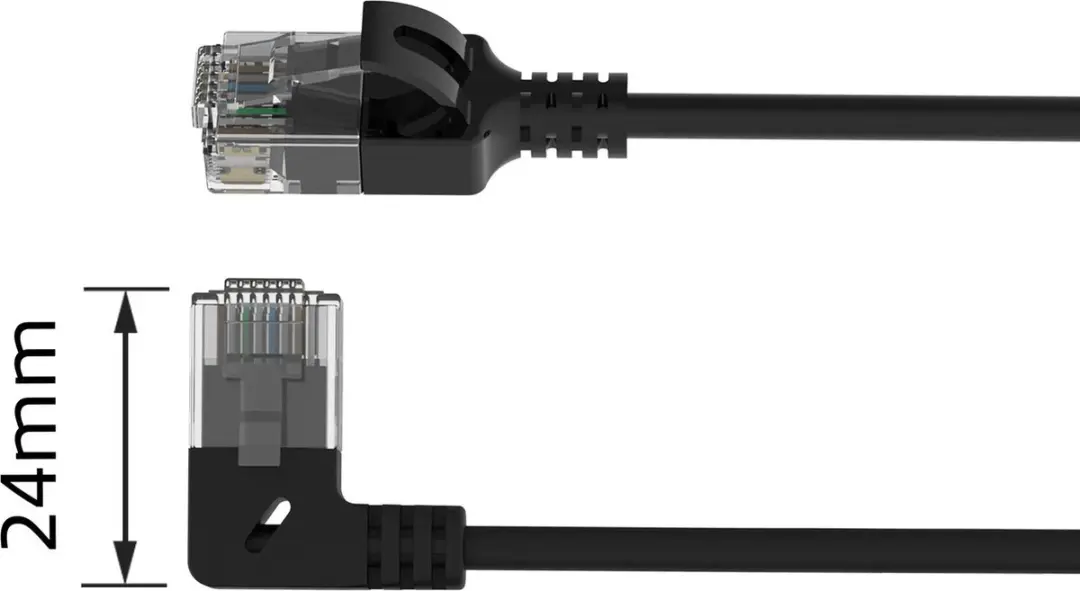 ACT DC1930 Patchkabel CAT6A U/UTP 0,15m - Zwart - 90° Links