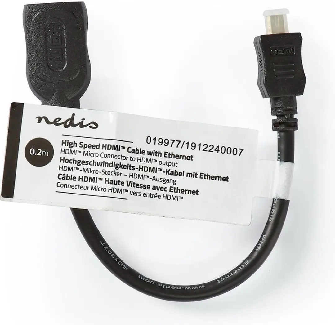 Nedis HDMI Micro Kabel CVGT34790BK02 - 4K@30Hz - 0,2m - Zwart