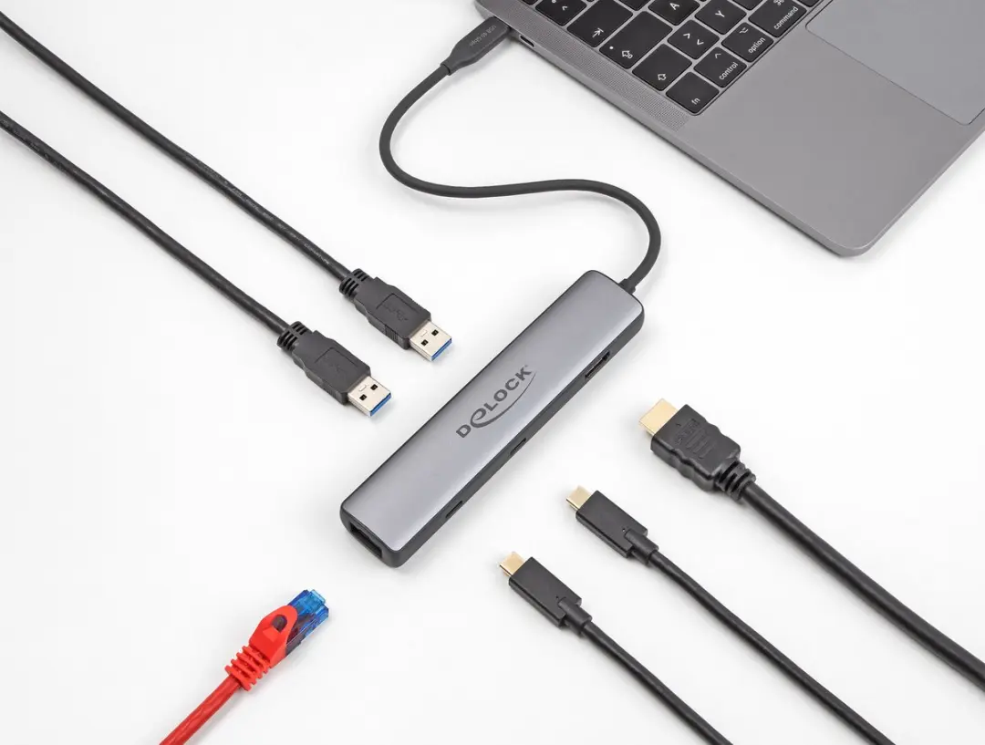 Delock USB 40Gbps Type-C Docking Station 8K - HDMI/USB 10Gbps/2.5G LAN - 100W PD - Zwart/Grijs