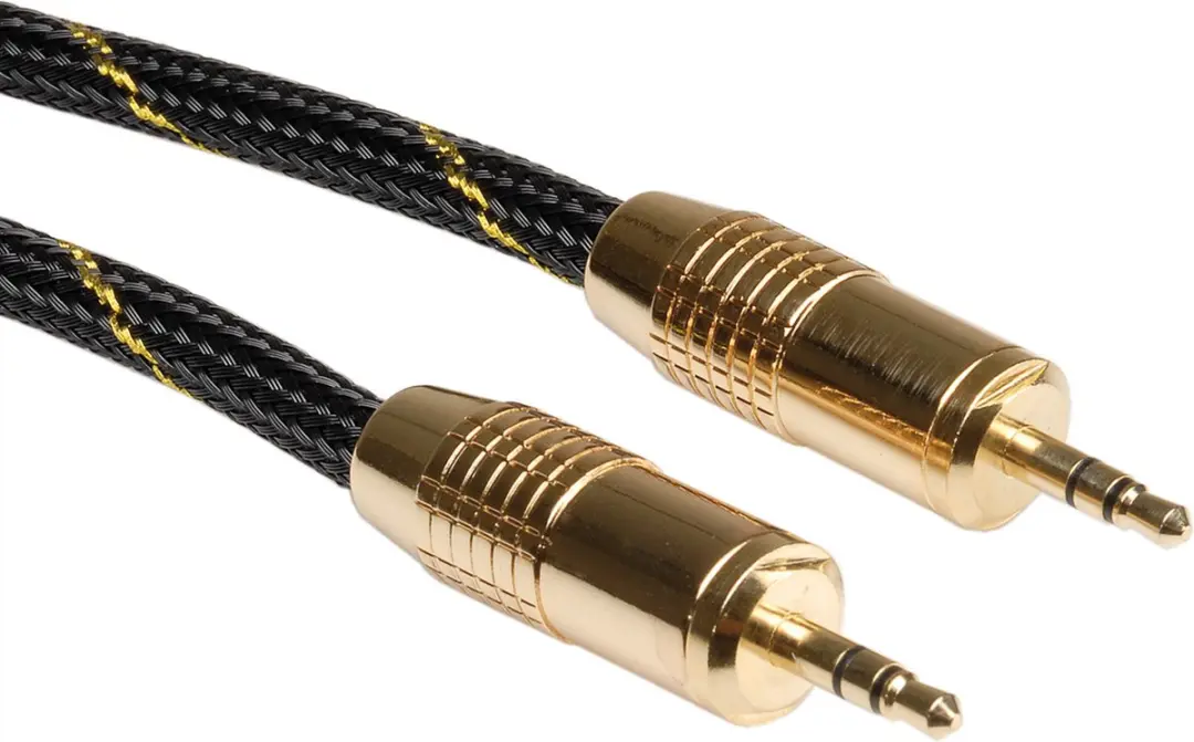 Roline GOLD Audiokabel 3,5mm Male/Male 10m - Zwart/Goud