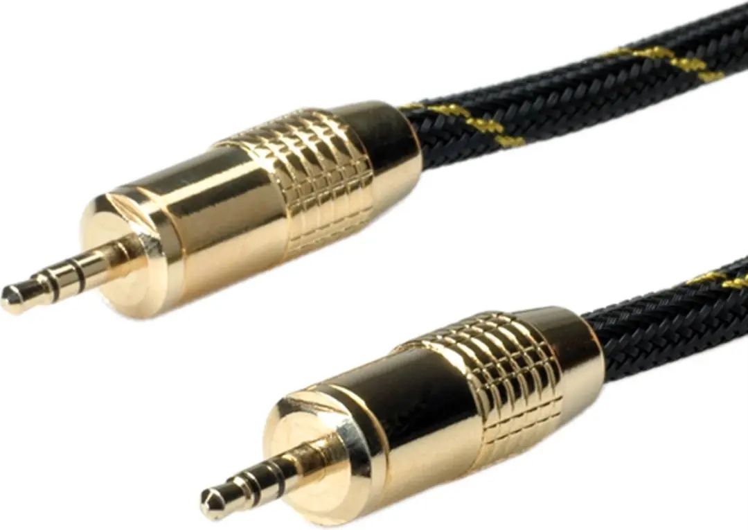 Roline GOLD Audiokabel 3,5mm Male/Male 10m - Zwart/Goud