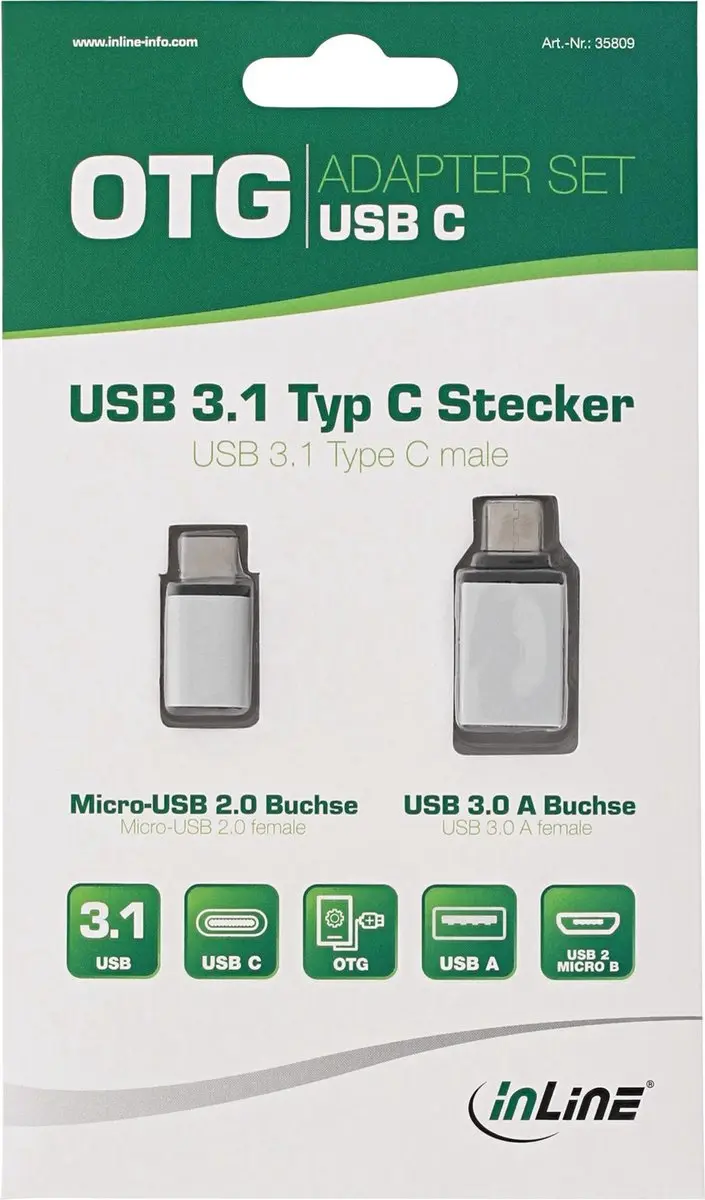 InLine USB-C naar USB + USB Micro Adapter Set - 2 Stuks