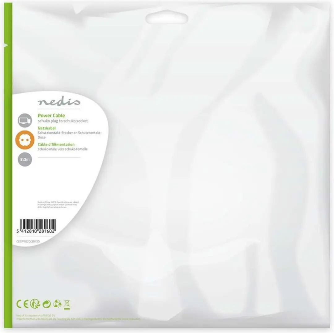 Nedis Stroomkabel Type F CEGP10200BK30 - 3m - Zwart