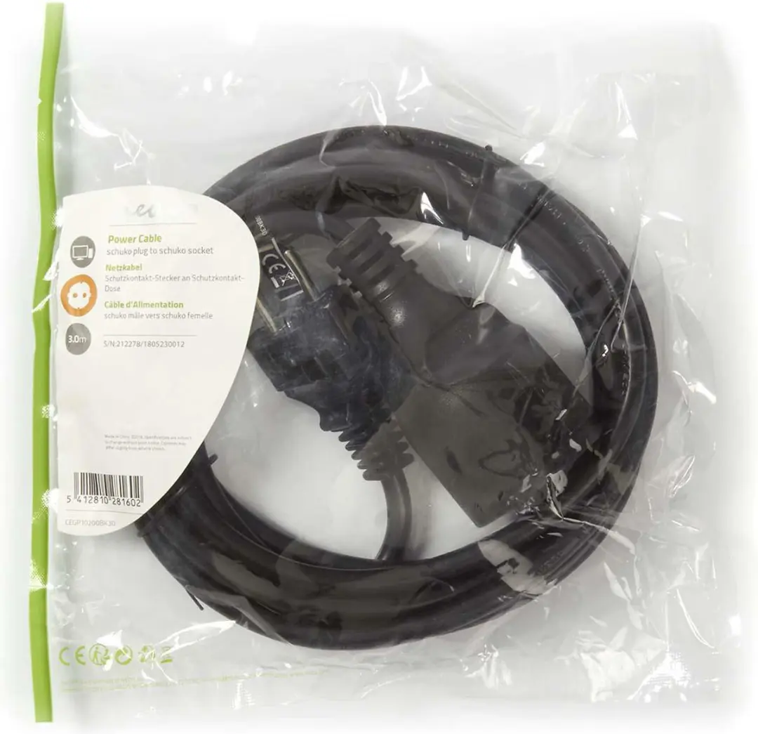 Nedis Stroomkabel Type F CEGP10200BK30 - 3m - Zwart