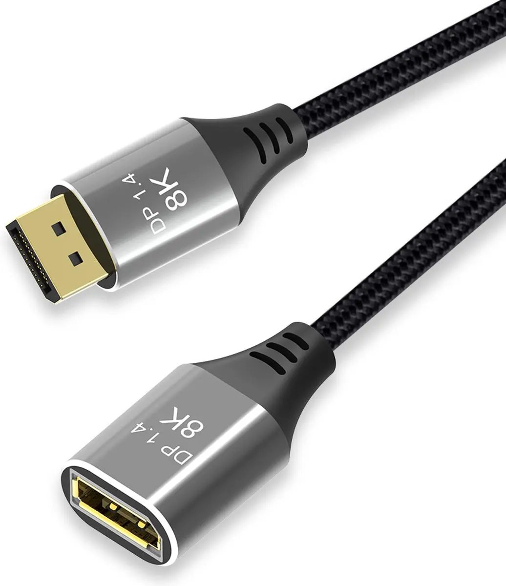 NÖRDIC DP-456 DisplayPort Kabel 1m - 8K60Hz - Zwart/Grijs