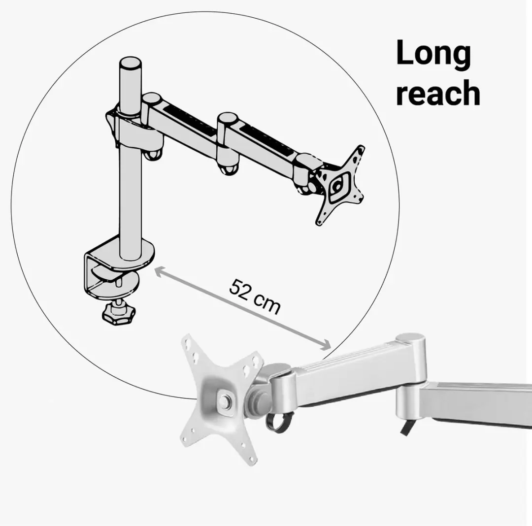 Desq Monitorarm Heavy Duty 1551 - 42 Inch - 13 kg - Aluminium