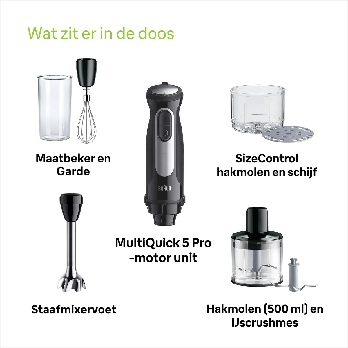 Braun MultiQuick 5 Pro MQ55.254M Staafmixer - 1000W - Zwart