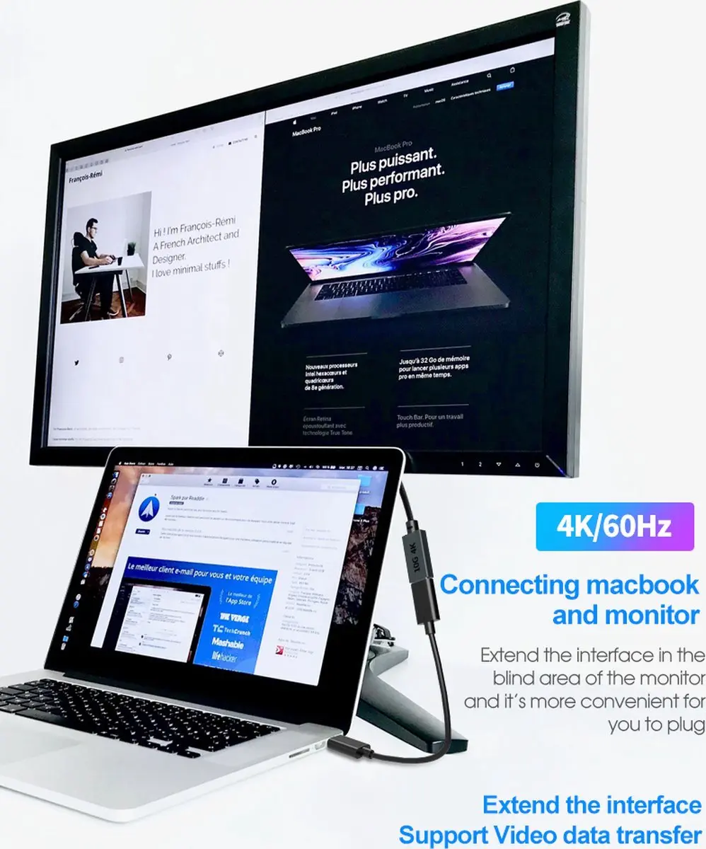 NÖRDIC USBC-N1165 USB-C Verlengkabel 50cm - 100W PD - 10Gbps