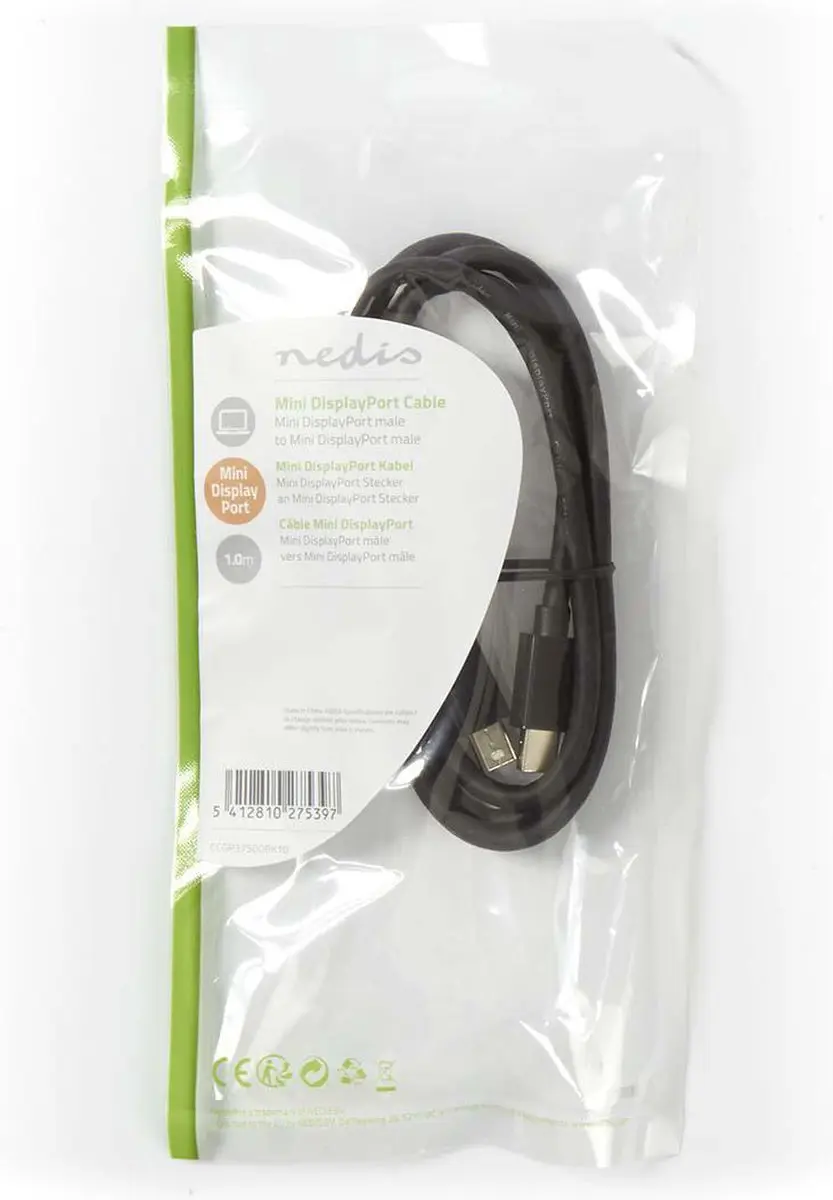 Nedis Mini DisplayPort Kabel CCGP37500BK10 - 1m - Zwart