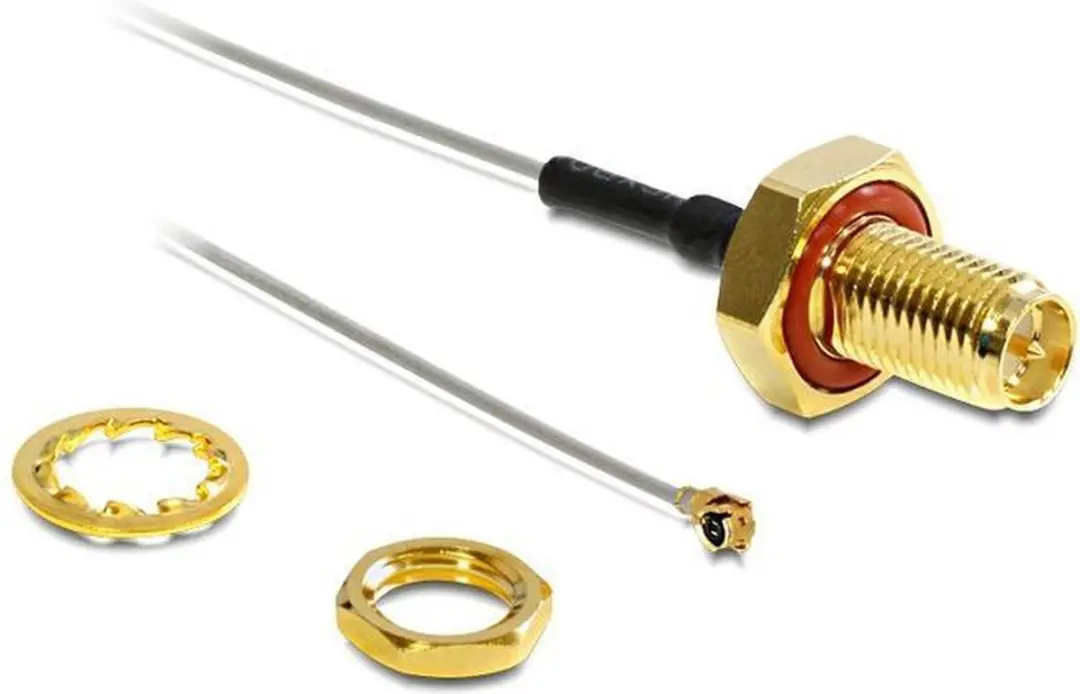 Delock MHF I RP-SMA Kabel 0,10m - Micro Coax 1,13mm - Zwart