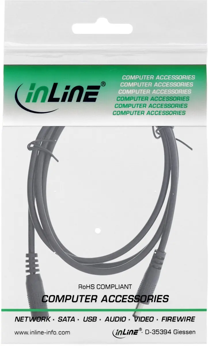 InLine DC Verlengkabel 140W 1m - 4,0x1,7mm Zwart