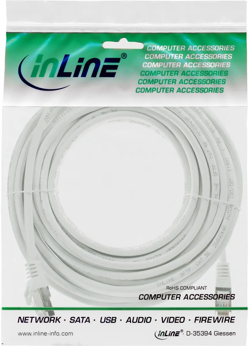 InLine® Patchkabel, SF/UTP, Cat.5e, wit, 1,5m