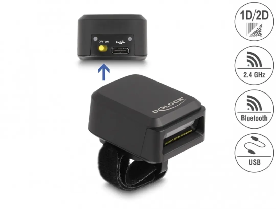 Delock Ring Barcode Scanner 90607 - Zwart