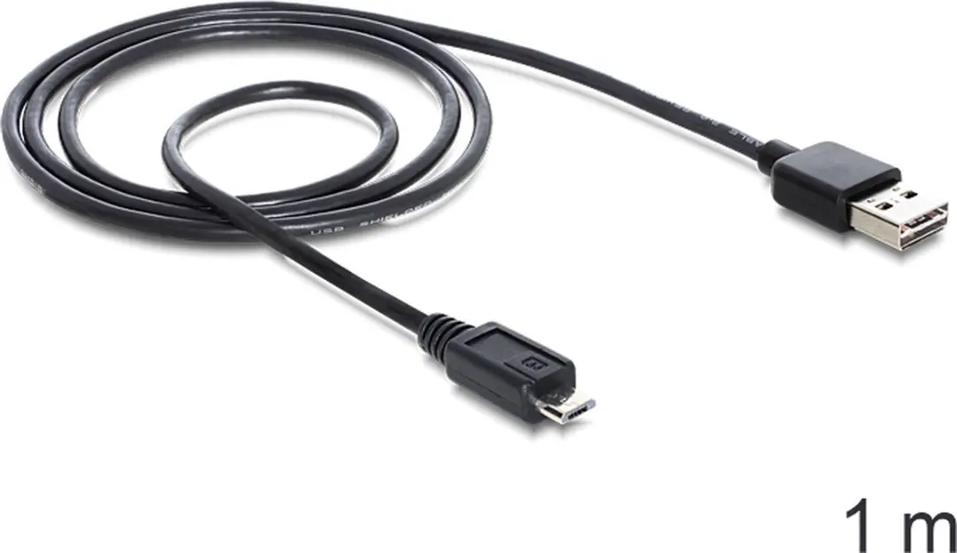 Delock USB 2.0 A Male naar Micro Male Kabel 1m - Zwart