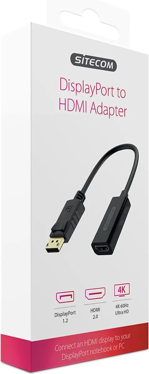 Sitecom CN-357 DisplayPort naar HDMI Adapter - 4K 60Hz - Zwart