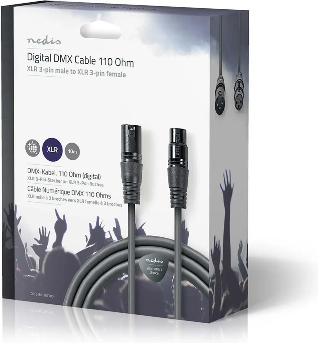 Nedis DMX-Adapterkabel XLR 3-Pins - 10m - Donkergrijs