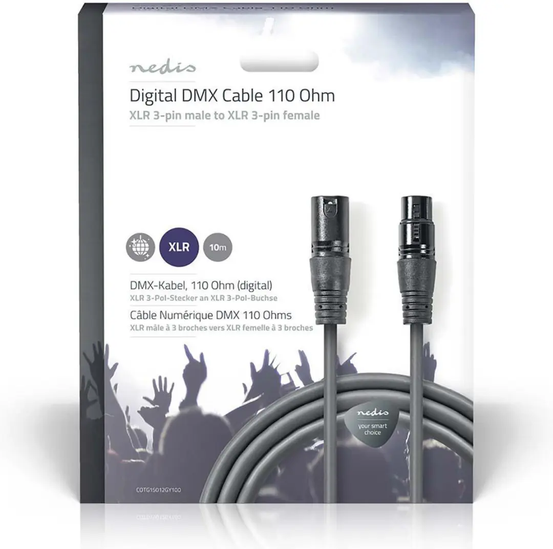 Nedis DMX-Adapterkabel XLR 3-Pins - 10m - Donkergrijs