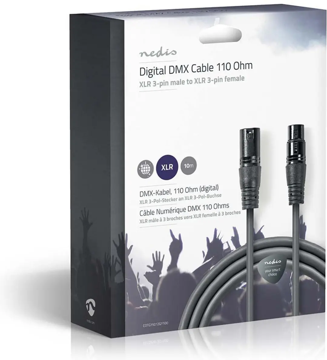 Nedis DMX-Adapterkabel XLR 3-Pins - 10m - Donkergrijs