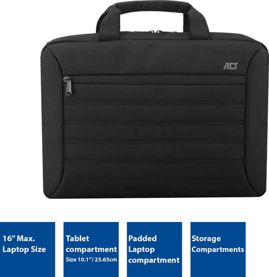 ACT Urban Laptoptas 16" AC8525 - Tablethouder 10.1" - Zwart