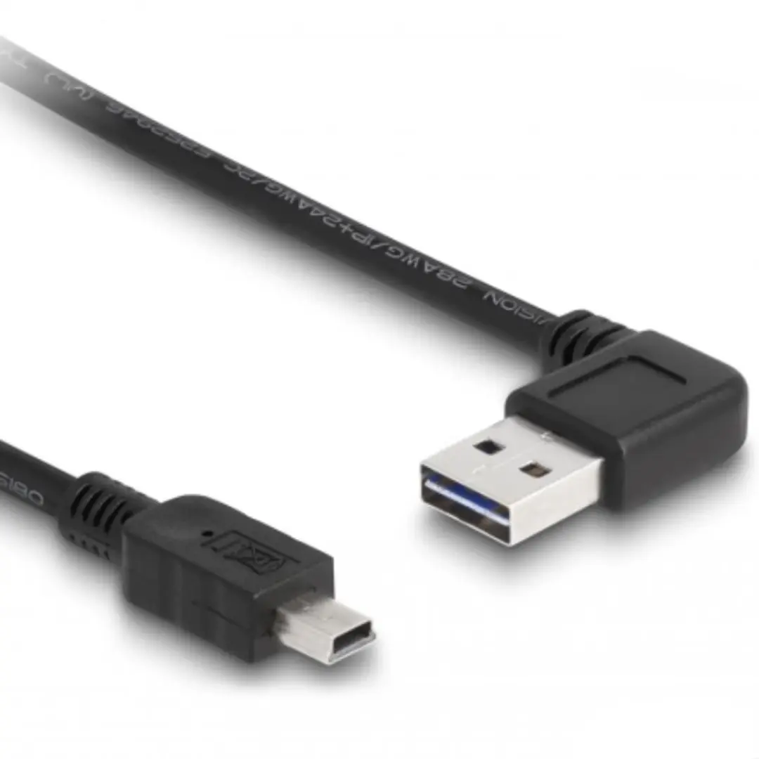 Delock Mini USB naar Easy-USB-A Haaks Kabel 2.0 - 3m - Zwart