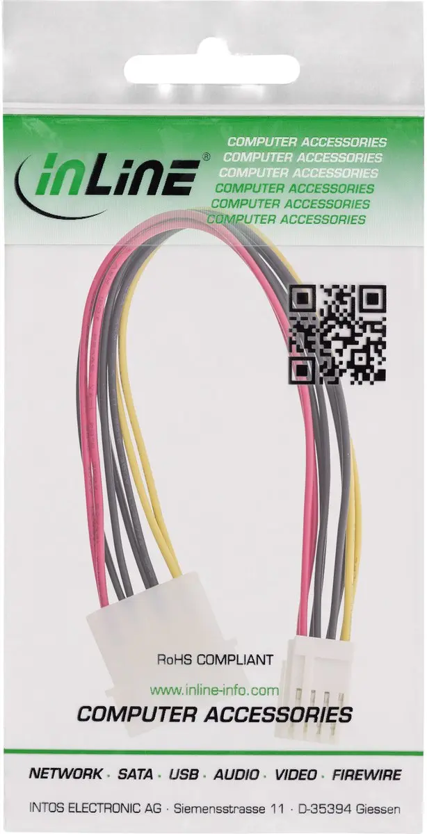 InLine Power Y-kabel 5,25 naar 2x 3,5 - 0,20m - Meerkleurig