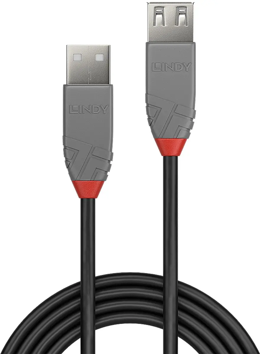 Lindy 36705 USB-kabel USB-A 5m - Zwart/Grijs