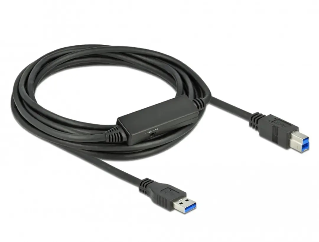 Delock USB-A naar USB-B Kabel 5m - USB 3.0 5 Gbps - Zwart
