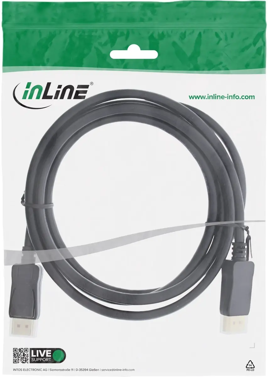 InLine DisplayPort 1.4 Kabel 5m - Vergulde Contacten - Zwart