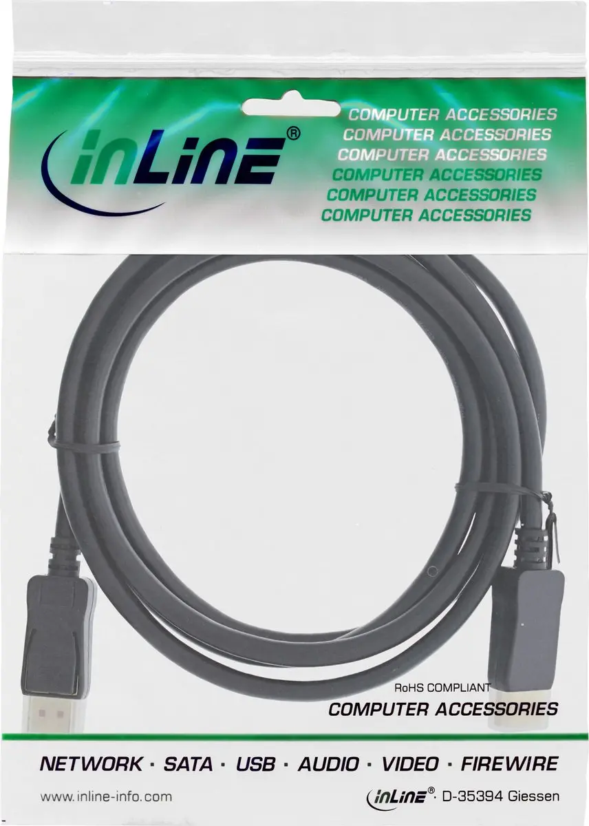 InLine DisplayPort 1.4 Kabel 5m - Vergulde Contacten - Zwart