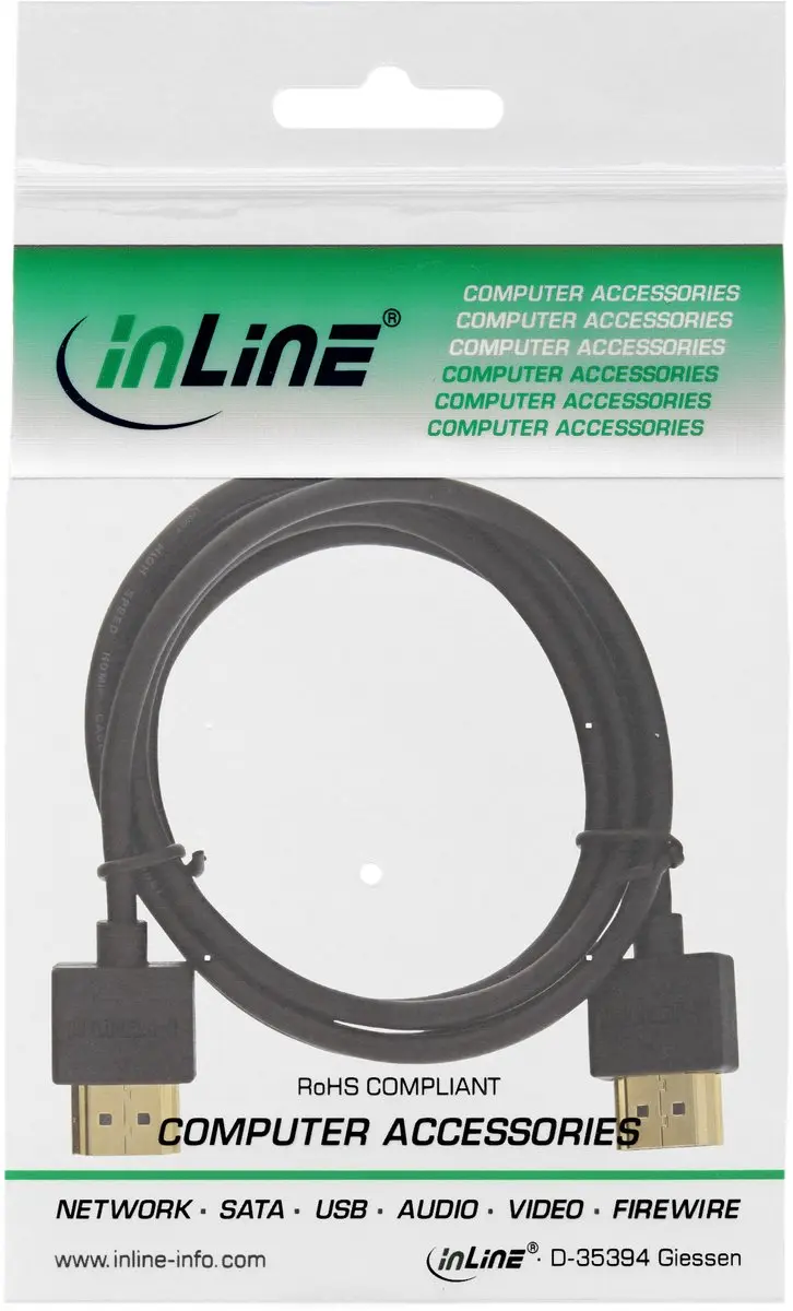 InLine HDMI A-A Kabel 1m - Zwart/Goud