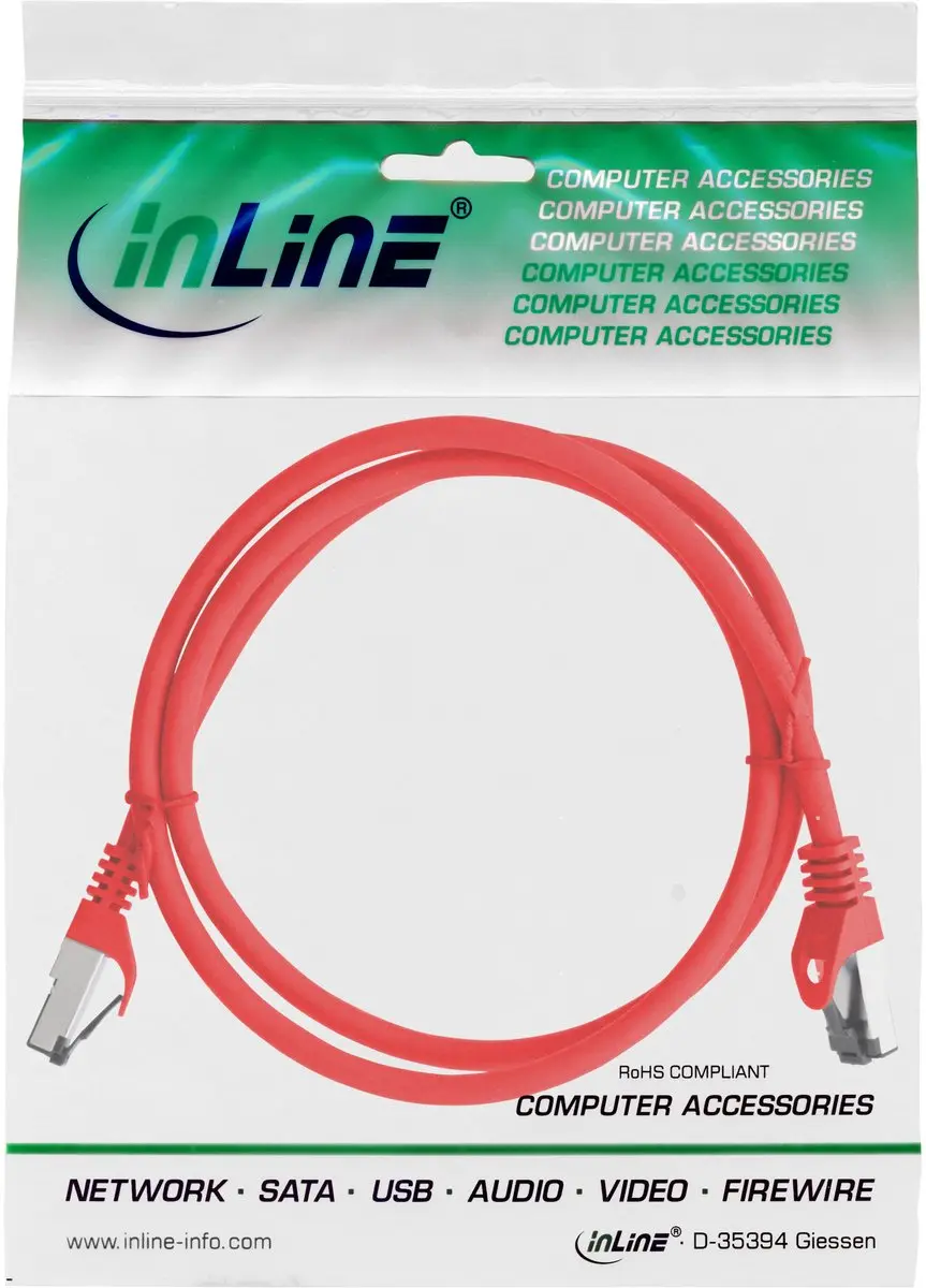 InLine S/FTP CAT8.1 Netwerkkabel 40Gbps - 0,5m - Rood