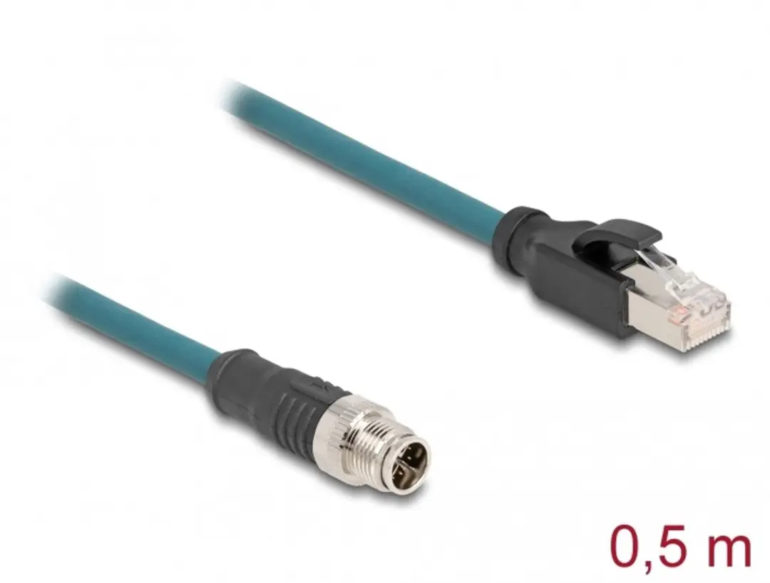 Delock M12 8-pins X-gecodeerd Industriële Netwerkkabel CAT6a 0,5m - Blauw