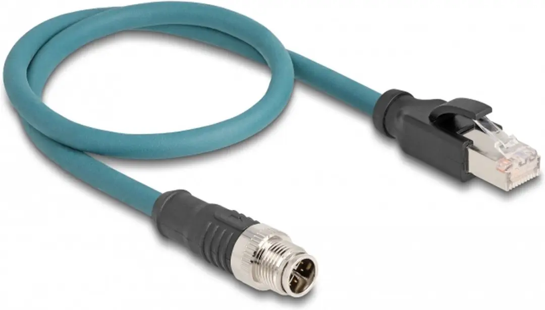Delock M12 8-pins X-gecodeerd Industriële Netwerkkabel CAT6a 0,5m - Blauw