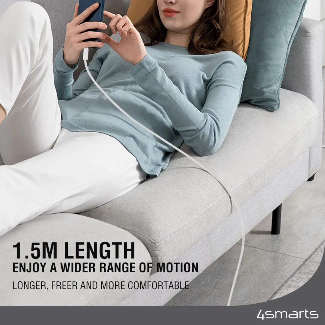 4Smarts Gevlochten USB-C Kabel 240W 1.5M - Wit