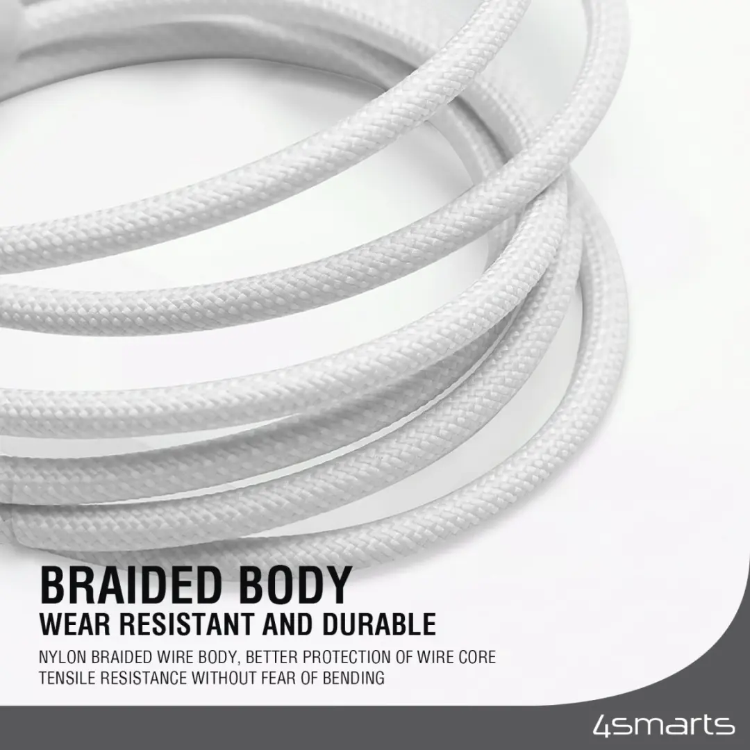 4Smarts Gevlochten USB-C Kabel 240W 1.5M - Wit