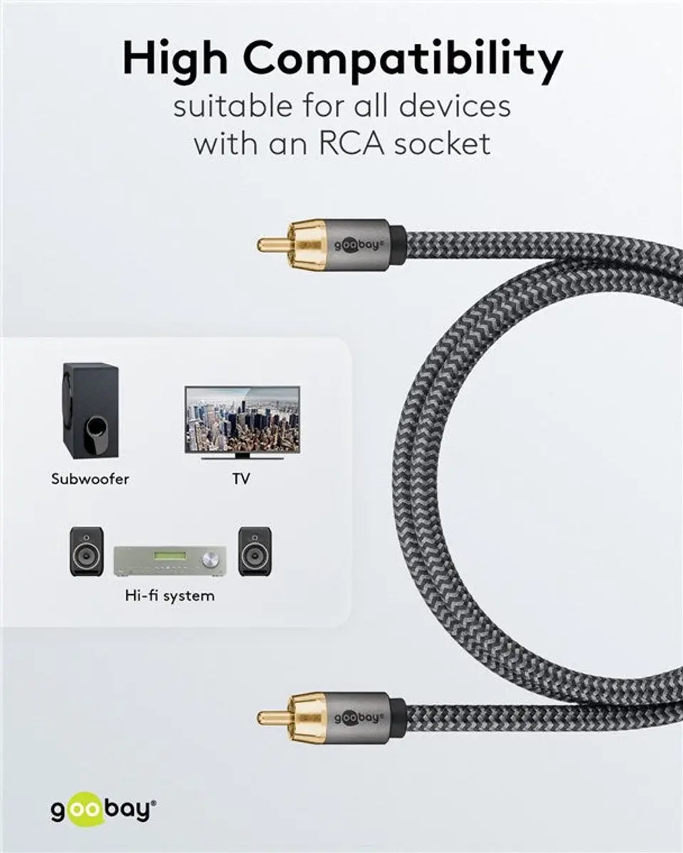 Goobay Plus Subwoofer/Stereo Kabel RCA - Zwart