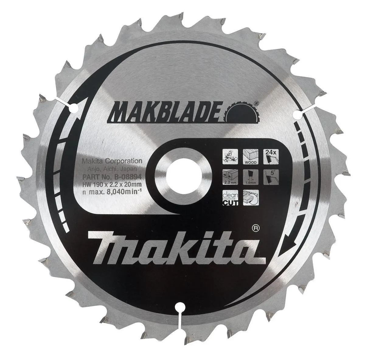 Makita Makblade Cirkelzaagblad Hout Ø216mm 24T - B-08903 - afbeelding 3 van 3