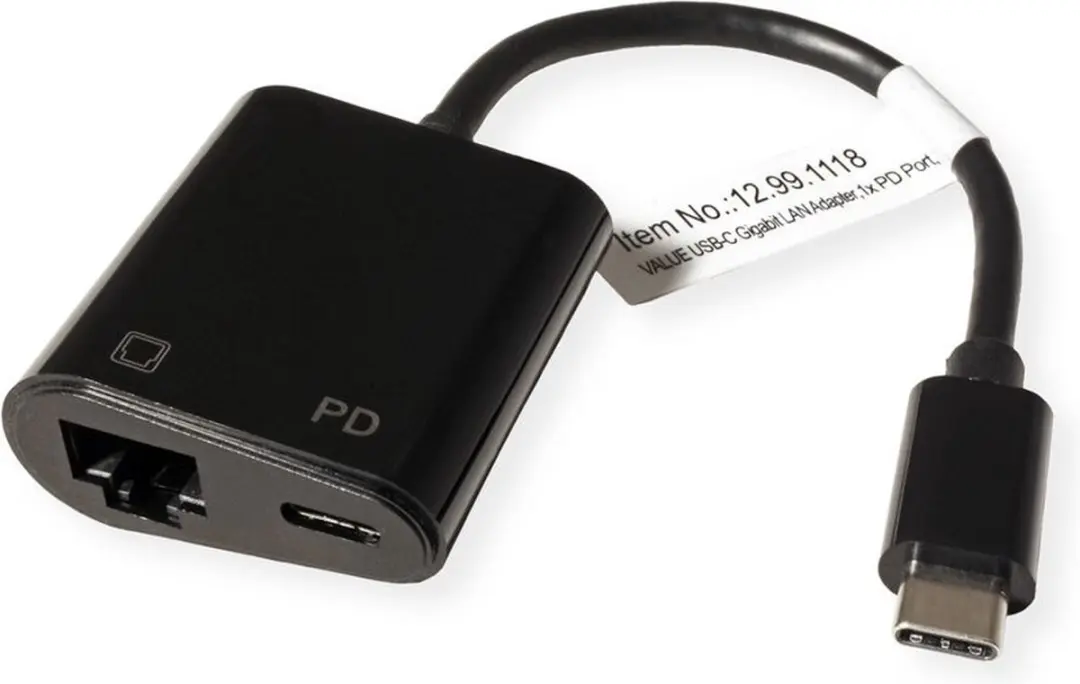 Value USB 3.2 Gen 2 Type C naar Gigabit Ethernet-converter 12.99.1118 - Zwart