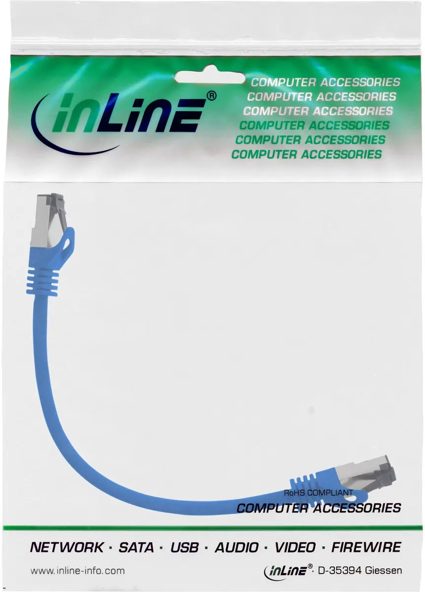 InLine S/FTP CAT8.1 Netwerkkabel 40Gbps - 0,25m - Blauw