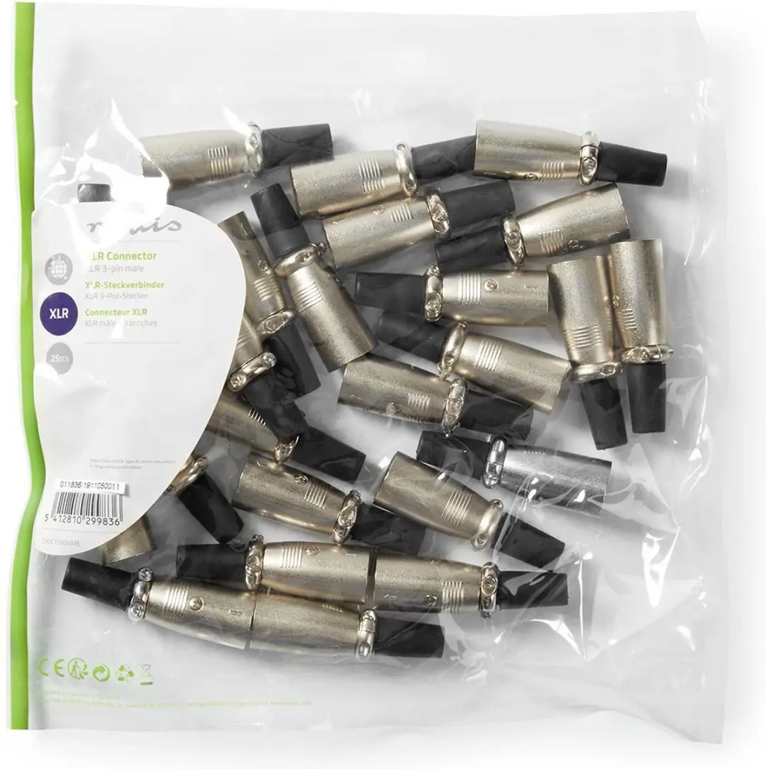 Nedis XLR Male Connector Vernikkeld - 25 Stuks - afbeelding 6 van 6