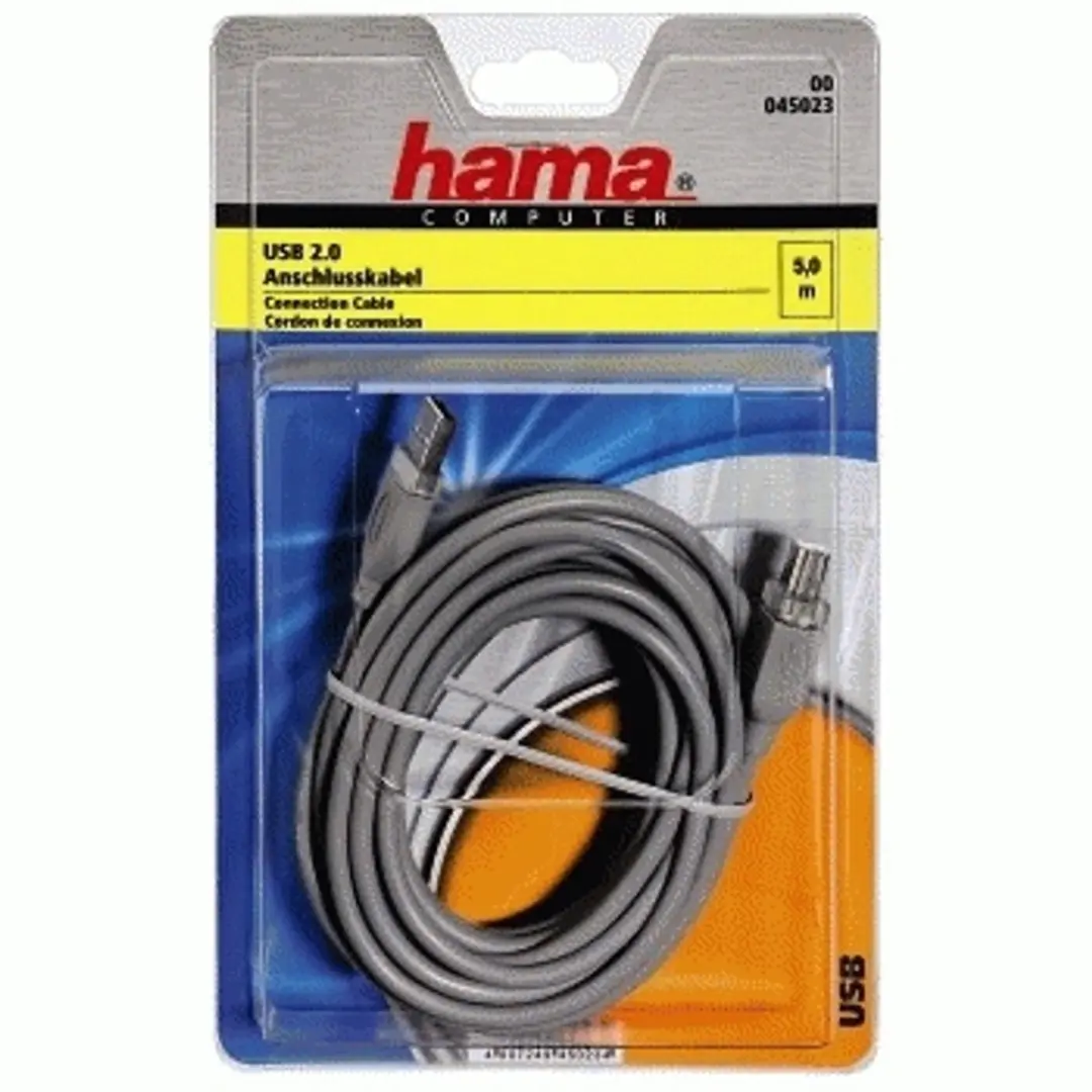 Hama USB 2.0 Kabel A-B 5m - Grijs