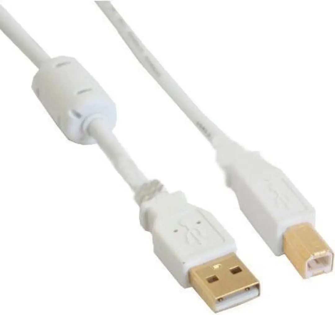 InLine USB2.0 Kabel A-B 1m - Wit - Vergulde contacten