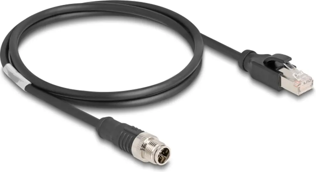 Delock M12 X-coded 8-pin Kabel - RJ45 Mannelijk - 1m - Zwart