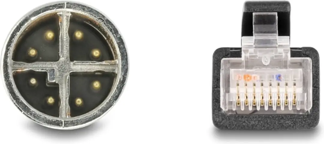 Delock M12 X-coded 8-pin Kabel - RJ45 Mannelijk - 1m - Zwart