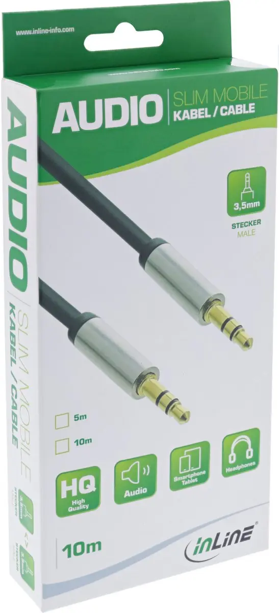 InLine 3,5mm Jack Stereo Audiokabel 10m - Zwart